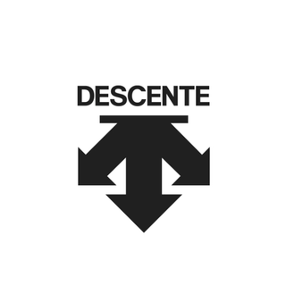 Descente logo with three black arrows pointing down on white background