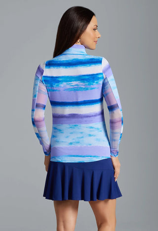 Ibkül - Amy Print Long Sleeve Mock Neck Top – 10088