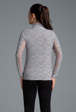 Ibkül - Landon Stripe II Print Long Sleeve Mock Neck Top – 10164