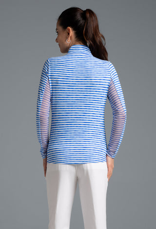 Ibkül - Landon Stripe II Print Long Sleeve Mock Neck Top – 10164