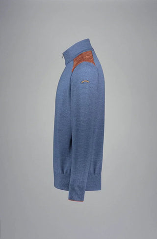 Paul & Shark - Chandail col zip de laine avec appliqués de velours cordé