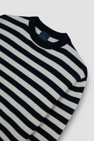 Paul & Shark - Chandail rayé col rond de laine Re-Wool