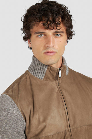 Paul & Shark - Cardigan de suede avec tricot de laine et cachemire