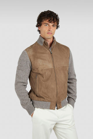Paul & Shark - Cardigan de suede avec tricot de laine et cachemire