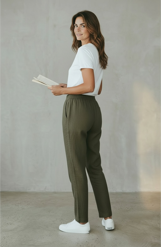 VLT's by Valentina's - 25-41M - Pantalon de lin avec taille élastique
