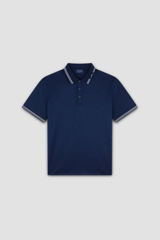 Paul & Shark - Polo manches courtes de coton double mercerisé avec rayures au col