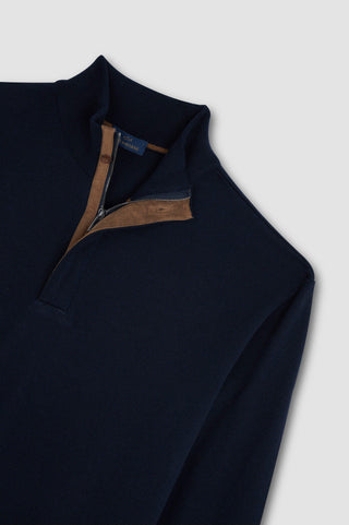 Paul & Shark - Chandail col zip de laine avec Alcantara®