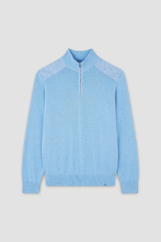 Paul & Shark - Chandail col zip de coton Fresco avec appliqués de lin