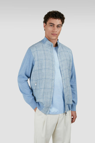 Paul & Shark - Cardigan zippé en lin écossais et coton
