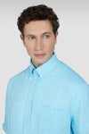 Paul & Shark - Chemise unie de lin manches courtes