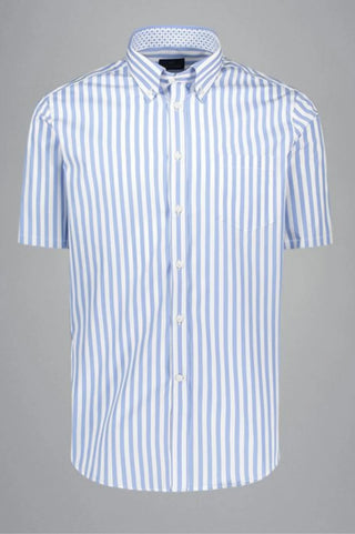 Paul & Shark - Chemise manches courtes rayée de coton poplin