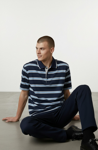 Paul & Shark - Polo rayé manches courtes coton double mercerisé