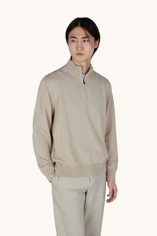 Paul & Shark - Chandail col zip de coton Fresco avec appliqués de lin