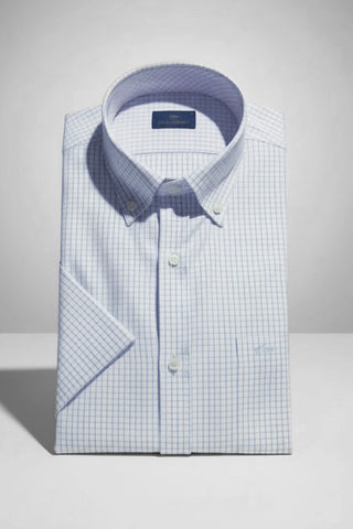 Paul & Shark - Chemise manches courtes à carreaux de coton poplin