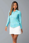 Ibkül - Colette Print Adjustable Length Long Sleeve Polo - 48090