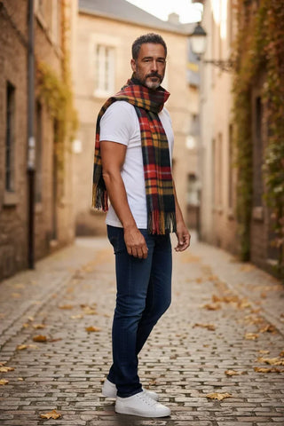 Hemley - Foulard à carreaux tartan de laine
