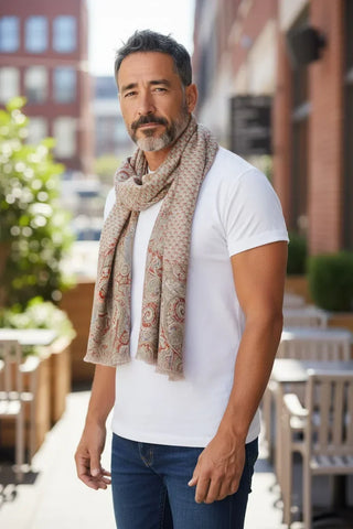 Hemley - Foulard de soie réversible paisley et motifs
