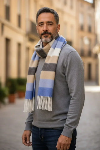 Hemley - Foulard à rayures de laine et cachemire
