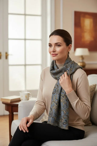 Hemley - Foulard paisley de laine réversible