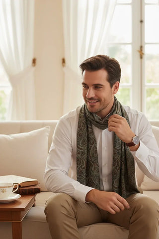 Hemley - Foulard paisley de laine réversible