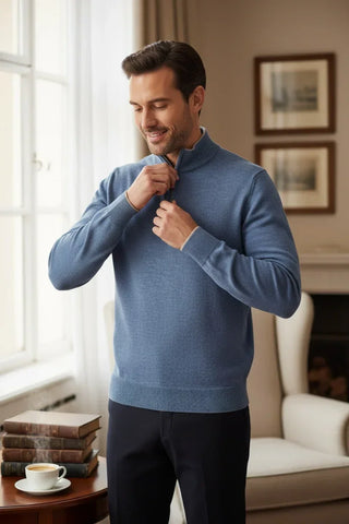 Emanuel Berg - Chandail col zip de laine mérinos extrafine