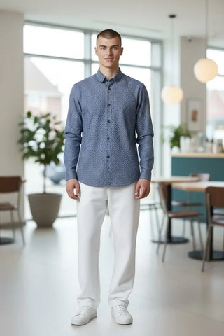 Emanuel Berg - Chemise manches longues Premium Quality Jersey - Modern Fit - Bleu Foncé