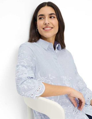 BRAX - Vicki - Blouse de coton à rayures et broderies