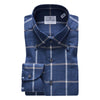 Emanuel Berg - Bellagio - Chemise manches longues à carreaux sartorial brossée - Modern Fit - Bleu - LE CAPITAINE D'A BORD