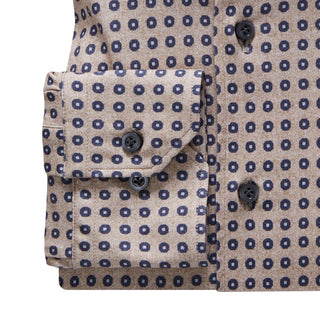 Emanuel Berg - Byron - Chemise manches longues à pois Albini 4Flex - Modern Fit - Beige - LE CAPITAINE D'A BORD