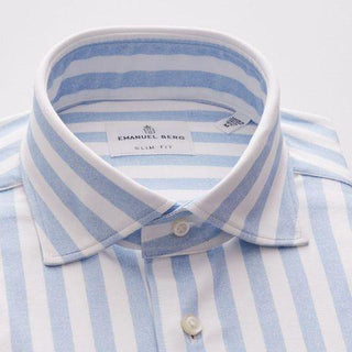 Emanuel Berg - Byron - Chemise manches longues à rayures Albini 4Flex - Modern Fit - Blanc/Bleu - LE CAPITAINE D'A BORD