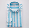 Emanuel Berg - Byron - Chemise manches longues à rayures Albini 4Flex - Modern Fit - Blanc/Turquoise - LE CAPITAINE D'A BORD