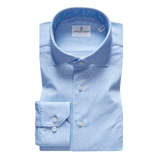 Emanuel Berg - Byron - Chemise manches longues unie Albini 4Flex - Modern Fit - Bleu Pâle - LE CAPITAINE D'A BORD
