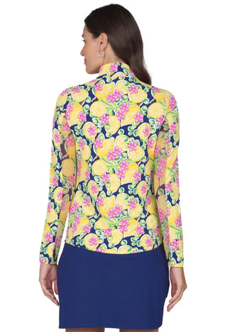 Ibkül - Calista Print Long Sleeve Mock Neck Top – 10652 - LE CAPITAINE D'A BORD