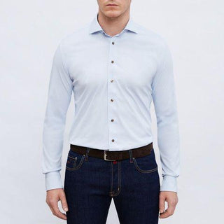 Emanuel Berg - Byron - Chemise manches longues unie Albini 4Flex - Modern Fit - Bleu pâle - LE CAPITAINE D'A BORD