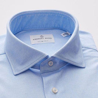 Emanuel Berg - Byron - Chemise manches longues unie Albini 4Flex - Modern Fit - Bleu pâle - LE CAPITAINE D'A BORD