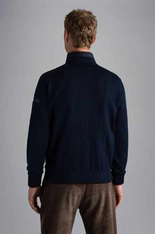 Paul & Shark - Cardigan zip de laine avec nylon aux épaules - LE CAPITAINE D'A BORD