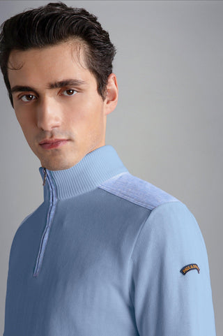 Paul & Shark - Chandail col zip de coton Fresco avec appliqués de lin - LE CAPITAINE D'A BORD