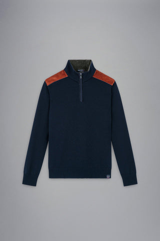 Paul & Shark - Col zip de laine avec appliqués de velours cordé - LE CAPITAINE D'A BORD
