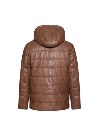 Regency - Clifton - Manteau à capuchon de cuir doublé - Cognac - LE CAPITAINE D'A BORD