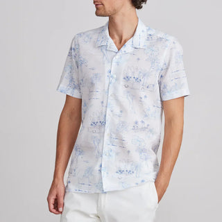 Emanuel Berg - Chemise manches courtes de coton et lin imprimée