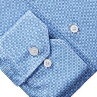 Emanuel Berg - Byron - Chemise manches longues à motifs Albini 4Flex - Modern Fit - Bleu