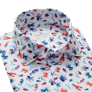 Emanuel Berg - Chemise manches longues coton seersucker imprimée