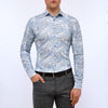 Emanuel Berg - Byron - Chemise manches longues paisley Albini 4Flex - Modern Fit - Bleu - LE CAPITAINE D'A BORD