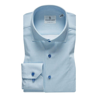 Emanuel Berg - Byron - Chemise manches longues unie Albini 4Flex - Modern Fit - Bleu pâle - LE CAPITAINE D'A BORD