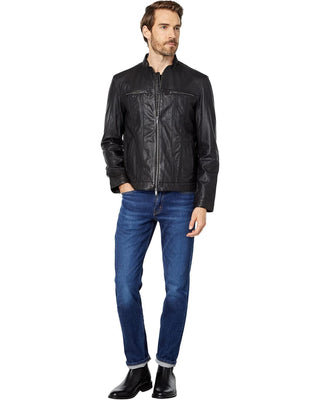 John Varvatos - Jacket de cuir à col rond - LE CAPITAINE D'A BORD
