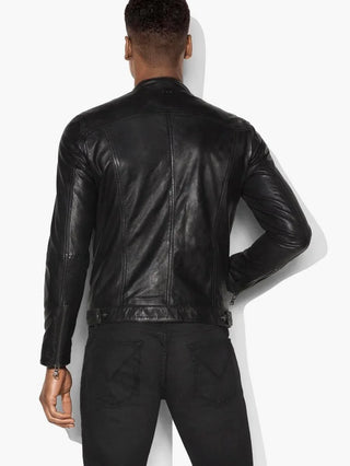 John Varvatos - Jacket de cuir à col rond - LE CAPITAINE D'A BORD