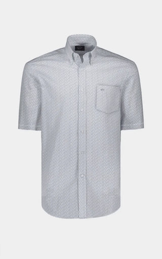 Paul & Shark - Chemise manches courtes à motifs de coton poplin - LE CAPITAINE D'A BORD