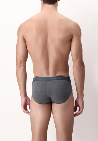 Back view of a man wearing grey Perofil men's briefs underwear
